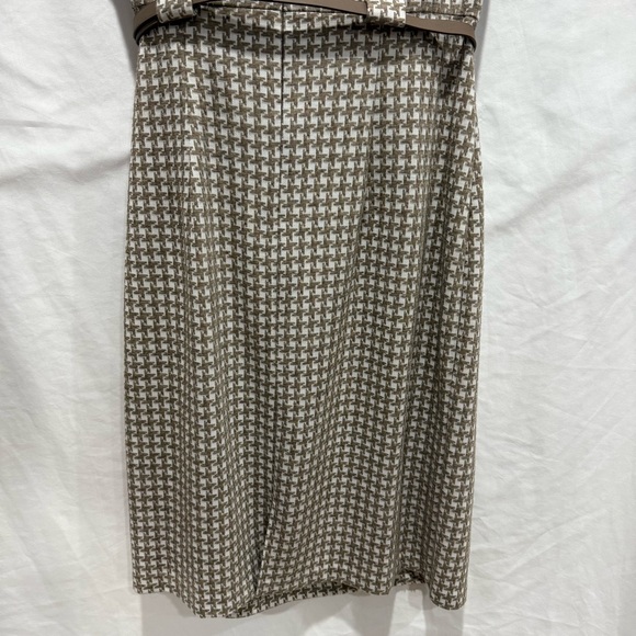 Dressbarn Houndstooth Belted Midi Dress 16 Career Workwear Neutral Office Midi - Picture 14 of 14
